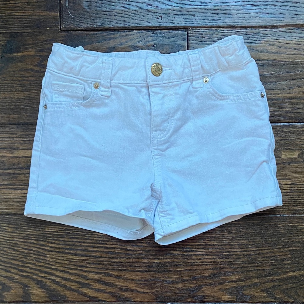 Cat & Jack White Denim Shorts with Gold Button